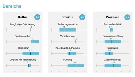 Abbildung 2: Auswertung nach Kategorien (fiktives Beispiel) Dieses Bild zeigt eine fiktive Auswertung nach Kategorien.